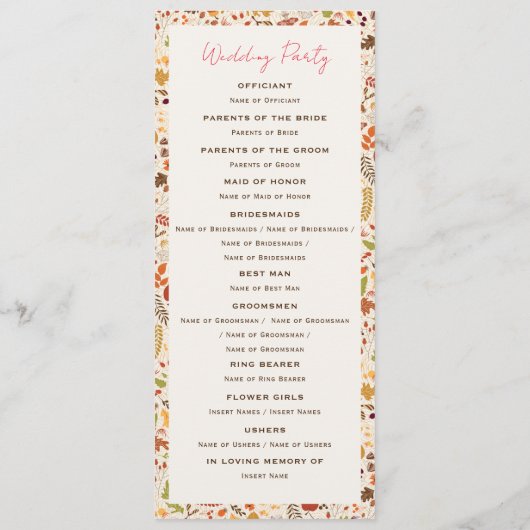 Bohemisch getrocknete Rustikale Herbstfälle Programm (Rückseite)