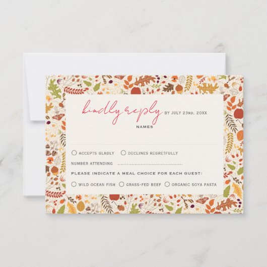 Bohemisch getrocknete Rustikale Herbstfälle RSVP Karte (Vorderseite)