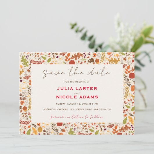 Bohemisch getrocknete Rustikale Herbstfälle Save The Date (Stehend Vorderseite)