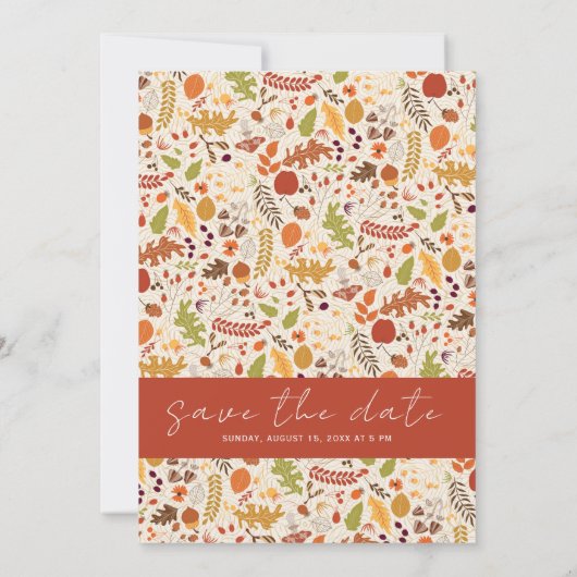Bohemisch getrocknete Rustikale Herbstfälle Save The Date (Rückseite)