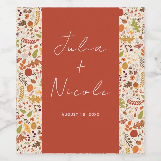 Bohemisch getrocknete Rustikale Herbstfälle Weinetikett (Einzelnes Label)