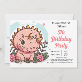 Bohemisch Girl Custom Dinosaur Girl Geburtstag Einladung