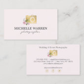 Bohemisch-Gold-Kamera-Blume Pink-Fotograf Visitenkarte (Vorne/Hinten)