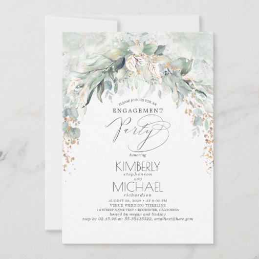 Bohemisch Greenery Spring Garden Engagement Party Einladung (Vorderseite)