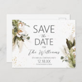 Bohemisch Grüne Farbe Save the Date Ankündigungspostkarte (Vorne/Hinten)