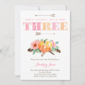 Bohemisch HerbstGirl 3. Geburtstag Party Einladung (Vorderseite)