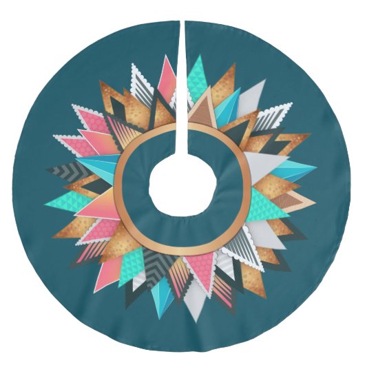 Bohemisch Inspiriert Baumrock Polyester Weihnachtsbaumdecke (Vorderseite)