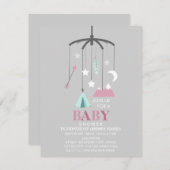 Bohemisch Inspiriert Mobile Girl Moderne Babydusch Einladung (Vorne/Hinten)