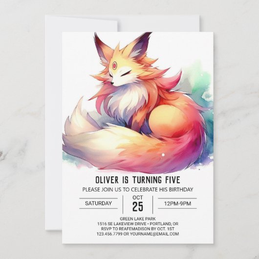 Bohemisch Joyful Fox Geburtstag Einladung (Vorderseite)