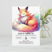 Bohemisch Joyful Fox Geburtstag Einladung (Stehend Vorderseite)