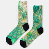 Bohemisch lebendiges Trippy-Fraktal Abstrakt Spira Socken (Linkes Detail)