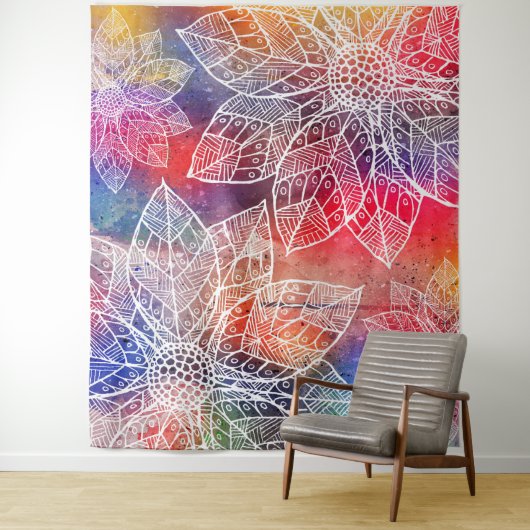 Bohemisch Mandala Blume Wasserfarbe Wandteppich (Beispiel)