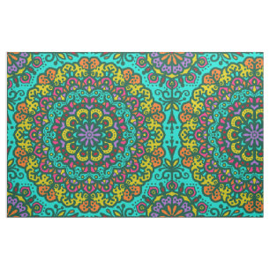 Bohemisch Mandala Jewel Tone Handgezeichnet farbig Stoff