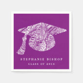 Bohemisch Mandala Pattern Abschluss Hat Lila Serviette (Vorderseite)