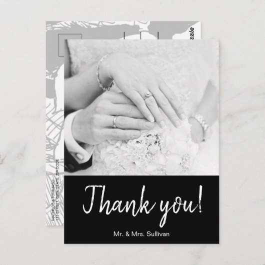 Bohemisch Modern Fotografy Black Danke Postkarte (Vorne/Hinten)