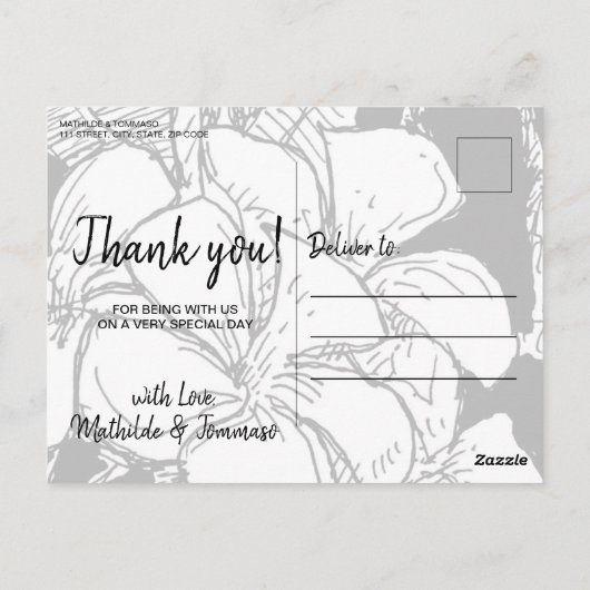 Bohemisch Modern Fotografy Black Danke Postkarte (Rückseite)