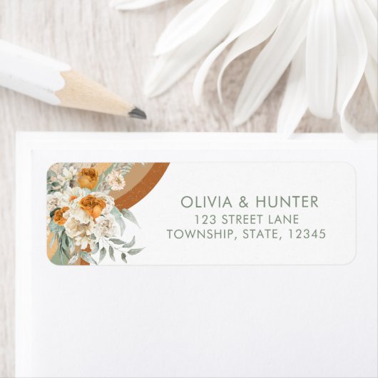 Bohemisch Moderne Terracotta Hochzeit Rücksendeadr (Insitu)