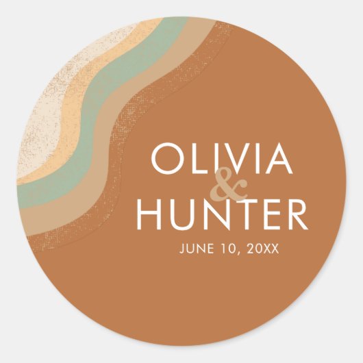 Bohemisch Moderne Terracotta-Hochzeit Runder Aufkleber (Vorderseite)