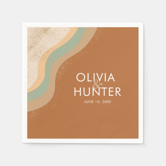 Bohemisch Moderne Terracotta-Hochzeit Serviette (Vorderseite)