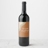 Bohemisch Moderne Terracotta-Hochzeit Weinetikett (Vorderseite)