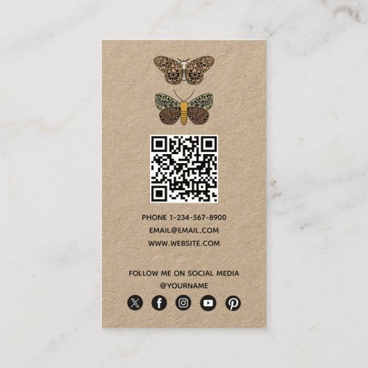 Bohemisch Moth Wildblumen Esthetician Schönheitssa Visitenkarte (Rückseite)