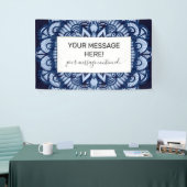 Bohemisch Navy Blue Gefärbte Krawatte Mandala Banner (Messeveranstaltung)