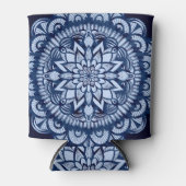 Bohemisch Navy Blue Gefärbte Krawatte Mandala Dosenkühler (Vorderseite)
