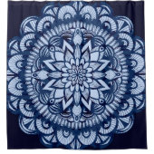 Bohemisch Navy Blue Gefärbte Krawatte Mandala Duschvorhang (Vorderseite)