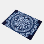 Bohemisch Navy Blue Gefärbte Krawatte Mandala Fußmatte (Schrägansicht)