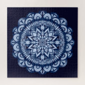 Bohemisch Navy Blue Gefärbte Krawatte Mandala Puzzle (Horizontal)