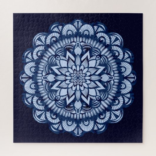 Bohemisch Navy Blue Gefärbte Krawatte Mandala Puzzle (Vertikal)