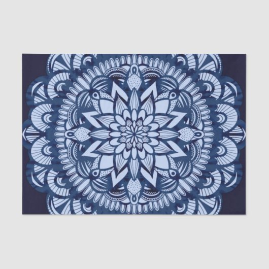 Bohemisch Navy Blue Gefärbte Krawatte Mandala Seidenpapier (Vorderseite)