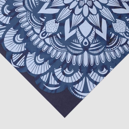 Bohemisch Navy Blue Gefärbte Krawatte Mandala Seidenpapier (Ausschnitt)