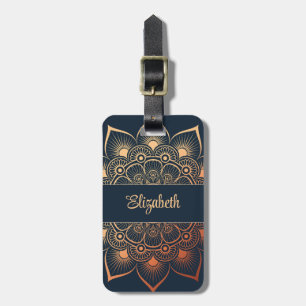 Bohemisch Navy Blue Peach Mandala Gepäckanhänger