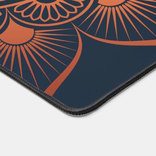 Bohemisch Navy Blue Peach Mandala Schreibtischunterlage (Ecke)