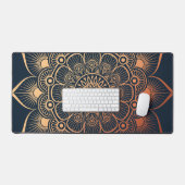 Bohemisch Navy Blue Peach Mandala Schreibtischunterlage (Tastatur & Maus)