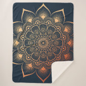 Bohemisch Navy Blue Peach Mandala Sherpadecke (Vorderseite)