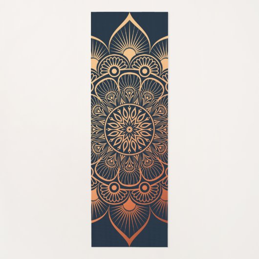 Bohemisch Navy Blue Peach Mandala Yoga Mat Yogamatte (Vorderseite)