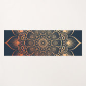 Bohemisch Navy Blue Peach Mandala Yoga Mat Yogamatte (Vorderseite (Horizontal))