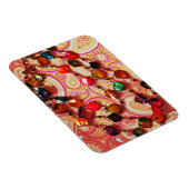 Bohemisch Necklace Gemstone Paisley Foto Magnet (Rechte Seite)