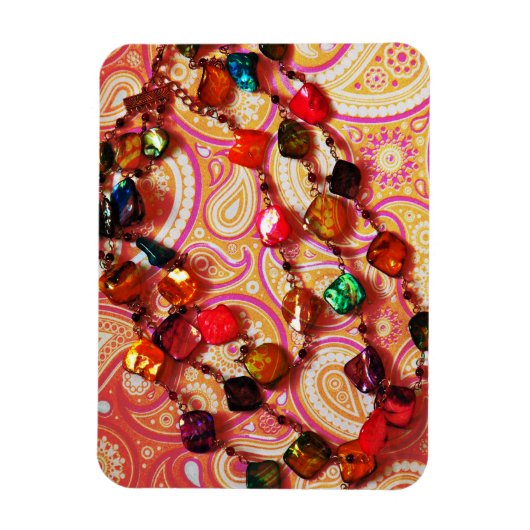 Bohemisch Necklace Gemstone Paisley Foto Magnet (Vertikal)