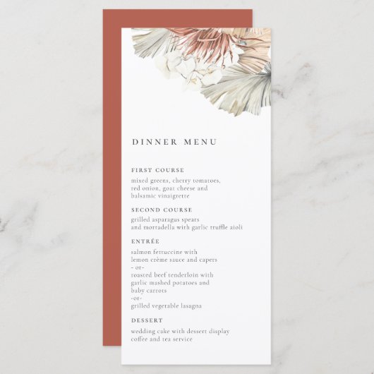 Bohemisch Oasis Wedding Menu Menükarte (Vorne/Hinten)