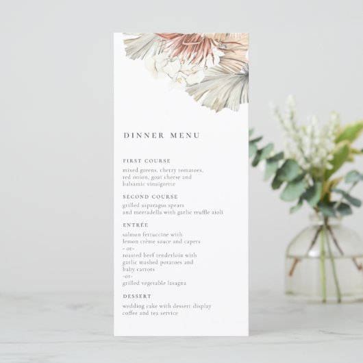Bohemisch Oasis Wedding Menu Menükarte (Stehend Vorderseite)