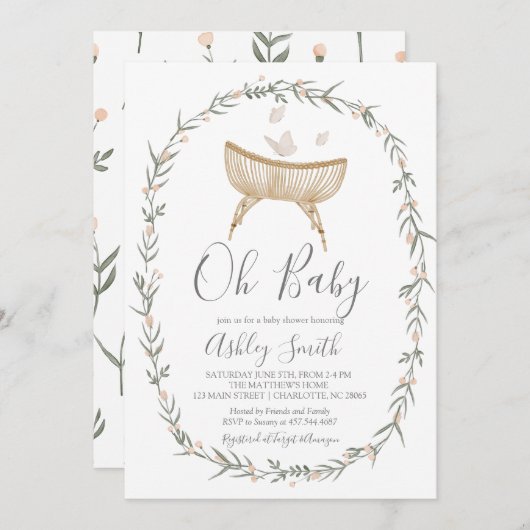 Bohemisch Oh Baby Dusche Einladung (Vorne/Hinten)