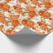 Bohemisch orangefarbene Blume Geschenkpapier (Ecke)