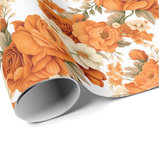 Bohemisch orangefarbene Blume Geschenkpapier (Rolleneckpunkt)