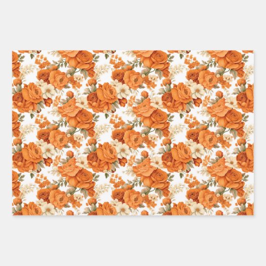 Bohemisch orangefarbene Blume Geschenkpapier Set (Vorderseite)