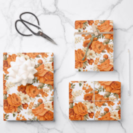 Bohemisch orangefarbene Blume Geschenkpapier Set