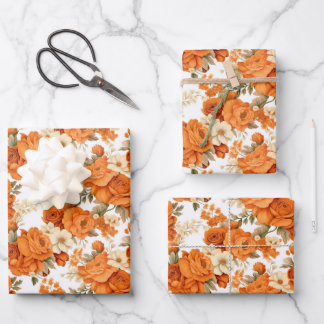Bohemisch orangefarbene Blume Geschenkpapier Set