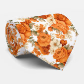 Bohemisch orangefarbene Blume Krawatte (Gerollt)